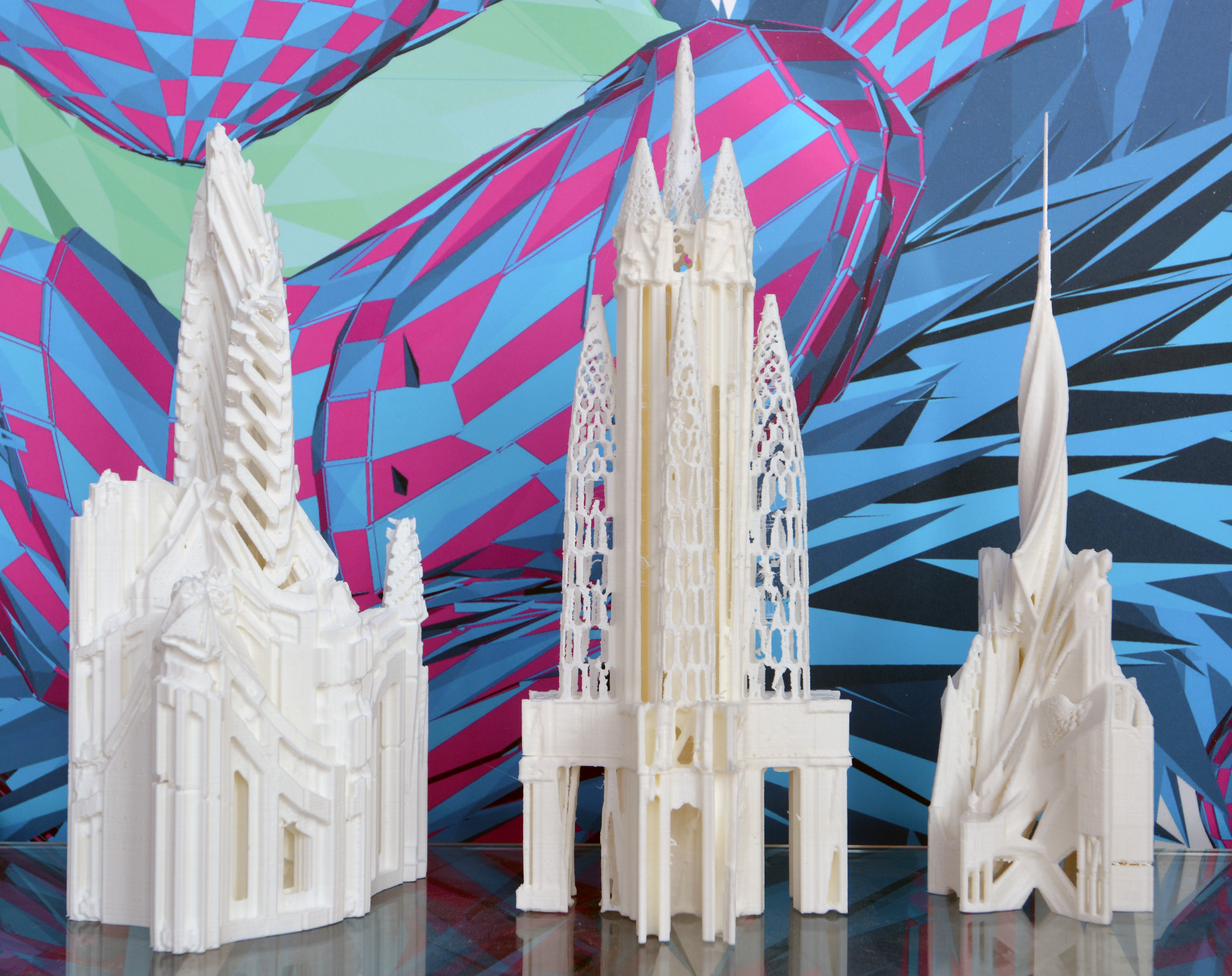 Generated baroque architectures. 3D prints